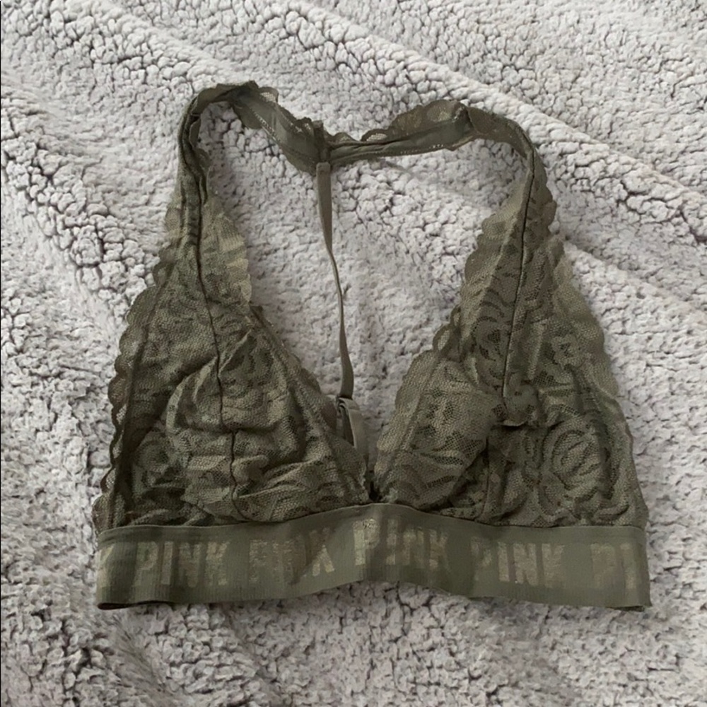 Cute,Pink green lace bralette